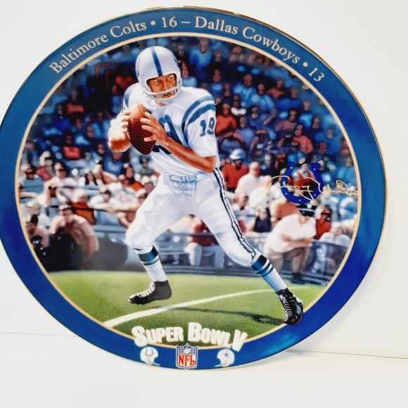 Bradford Exchange Collector Plate, Johnny Unitas Superbowl V Baltimore Colts
